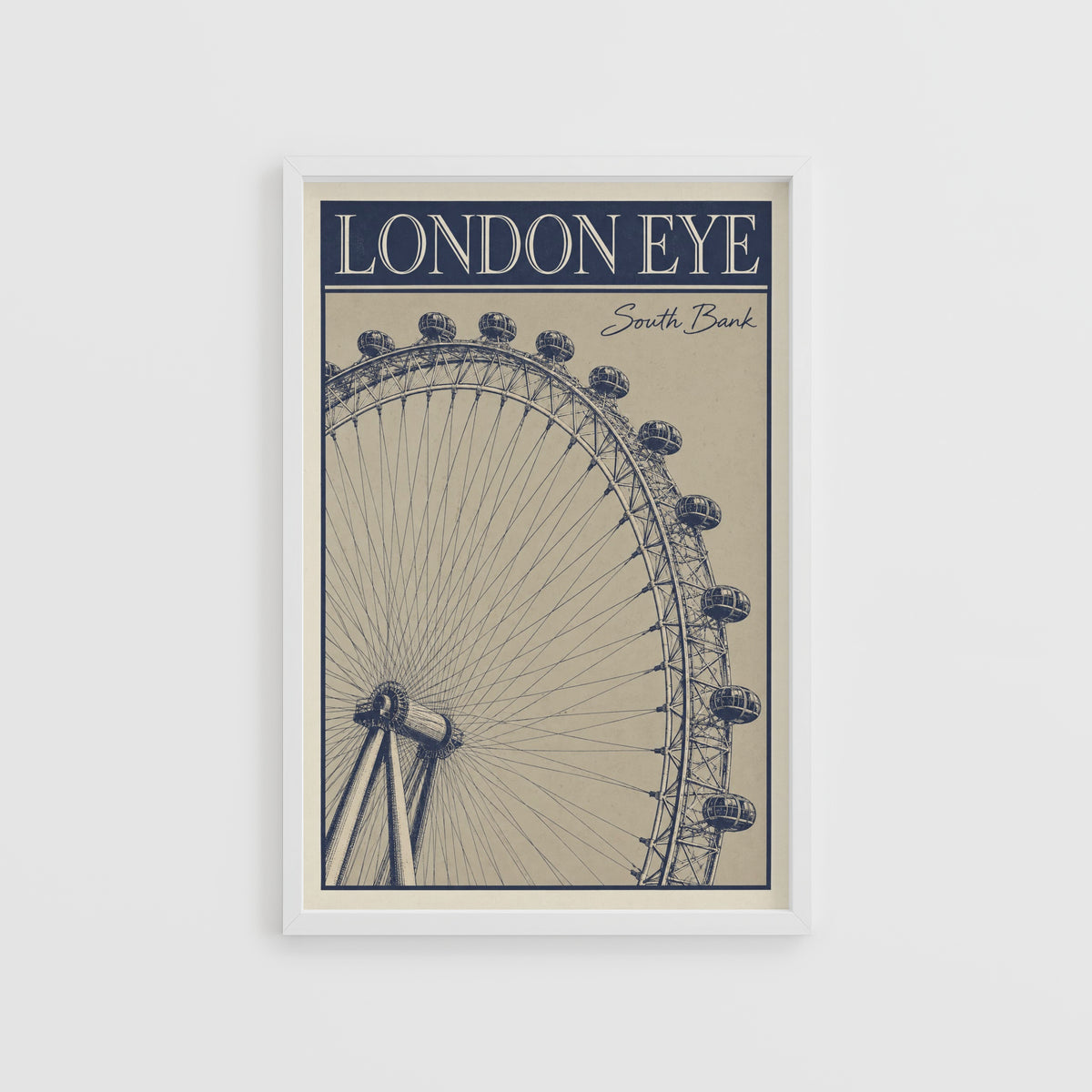 Vintage London Eye Poster, South Bank Wall Art, Print