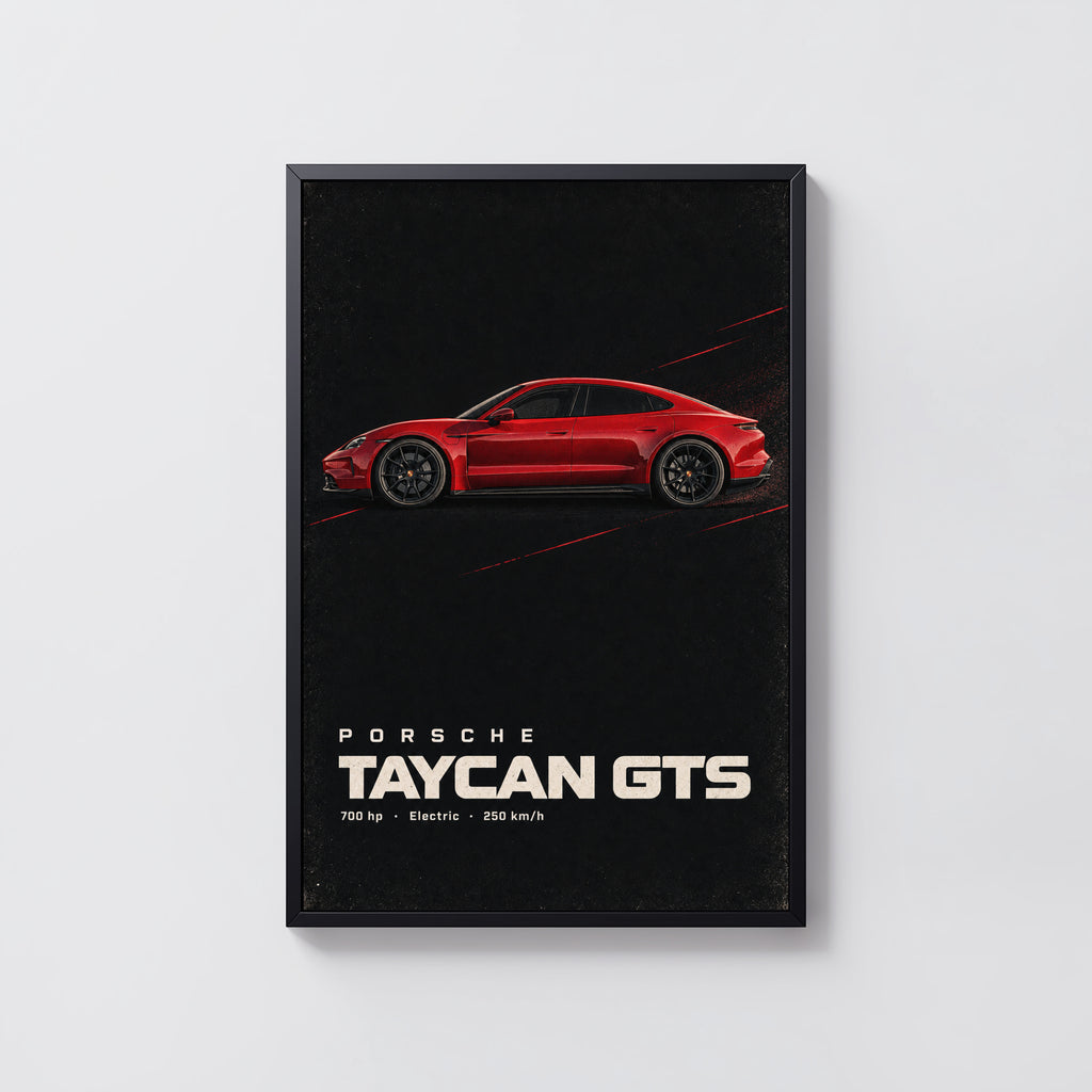Vintage Porsche Taycan GTS Print, Car Poster, Wall Art