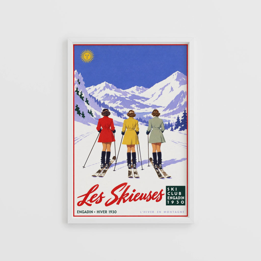 Vintage 1930 Les Skieuses Engadin Ski Print, Poster