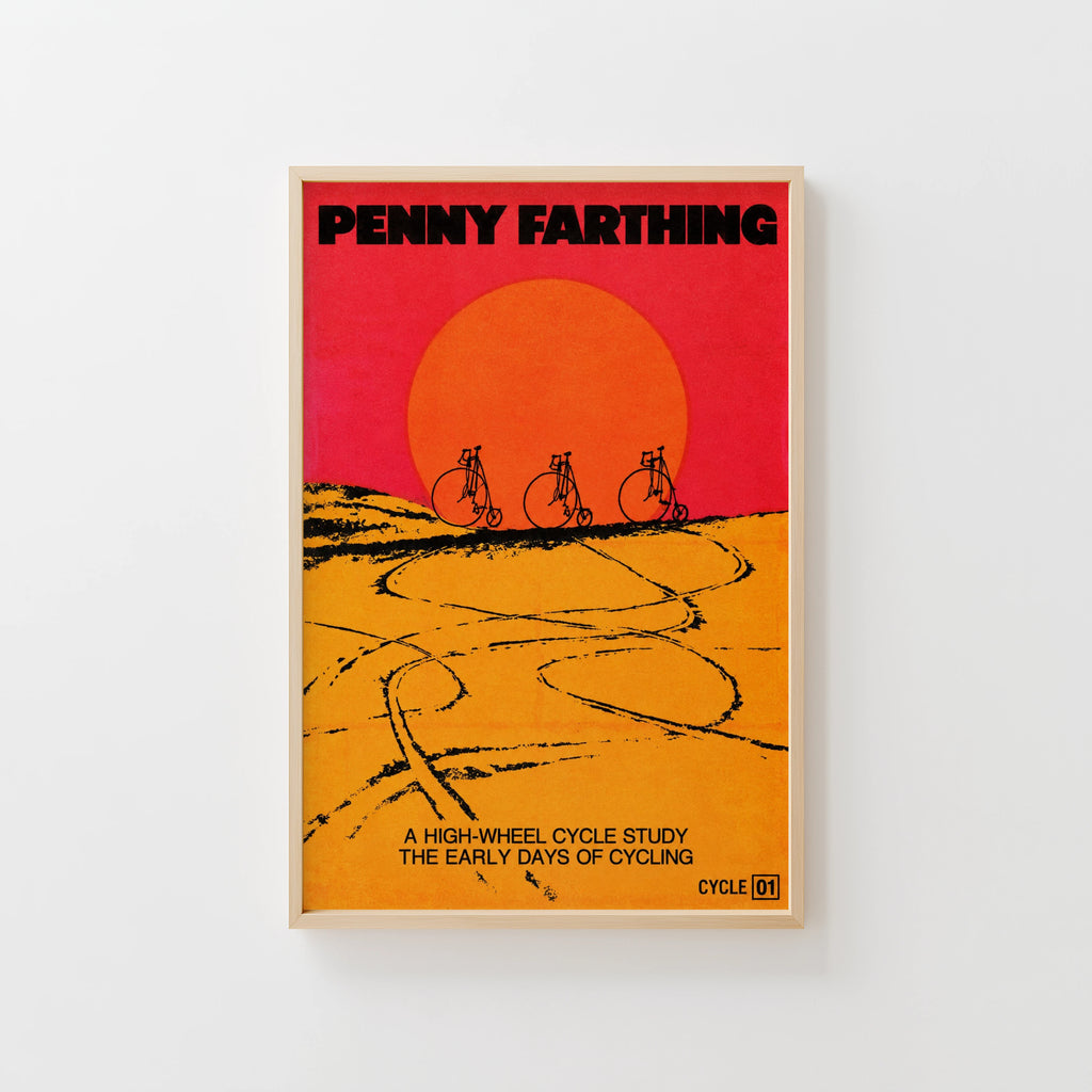 Vintage Penny Farthing Poster, Retro Cycling Wall Art Print