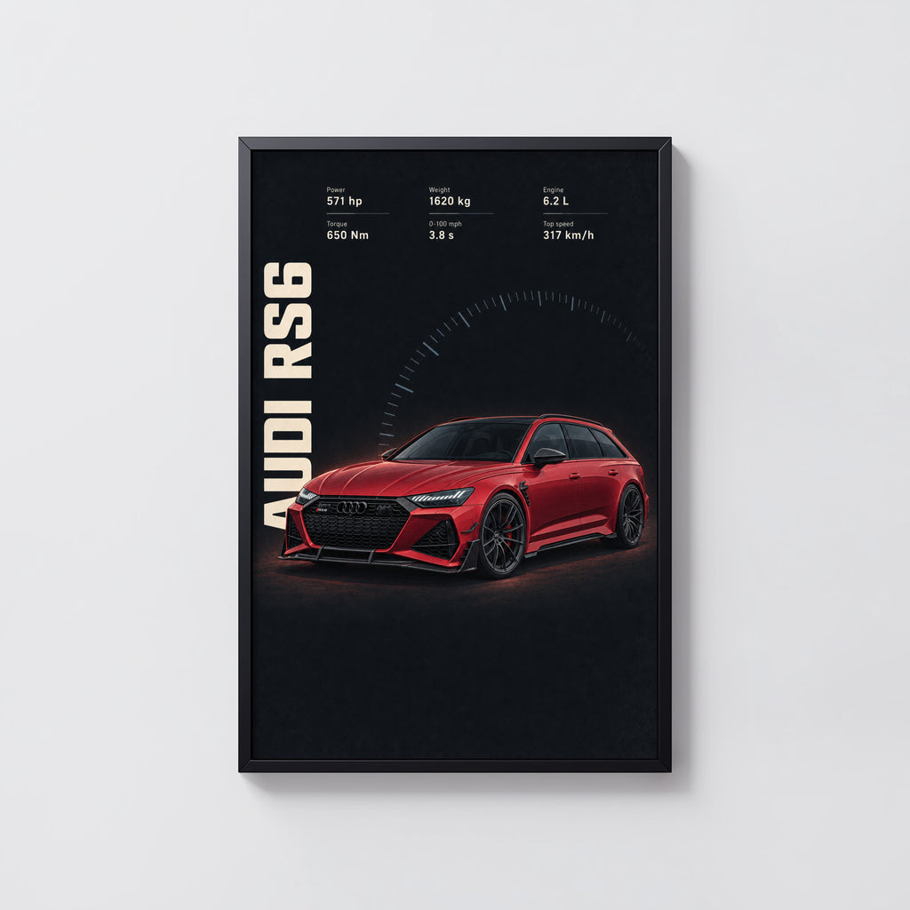 Vintage Audi RS6 Print, Car Wall Art