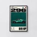 Vintage Ferrari 296 Print, Car Wall Art