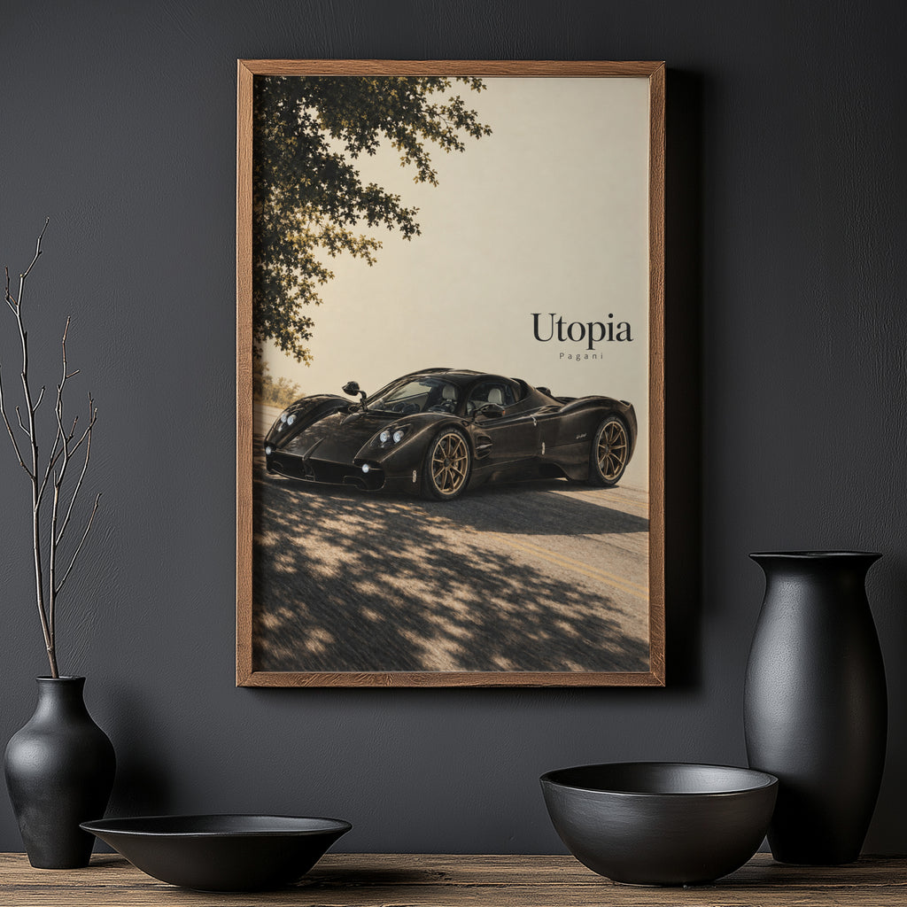 Vintage Pagani Utopia Print, Supercar Wall Art