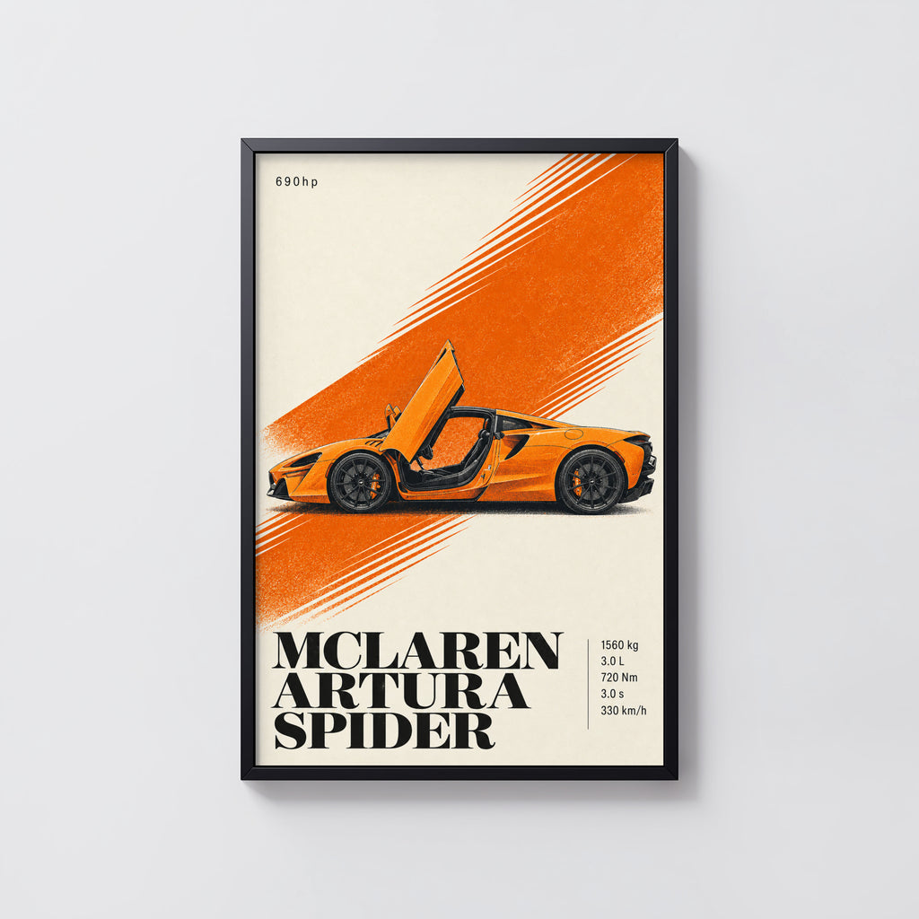 Vintage McLaren Artura Spider Print, Supercar Art