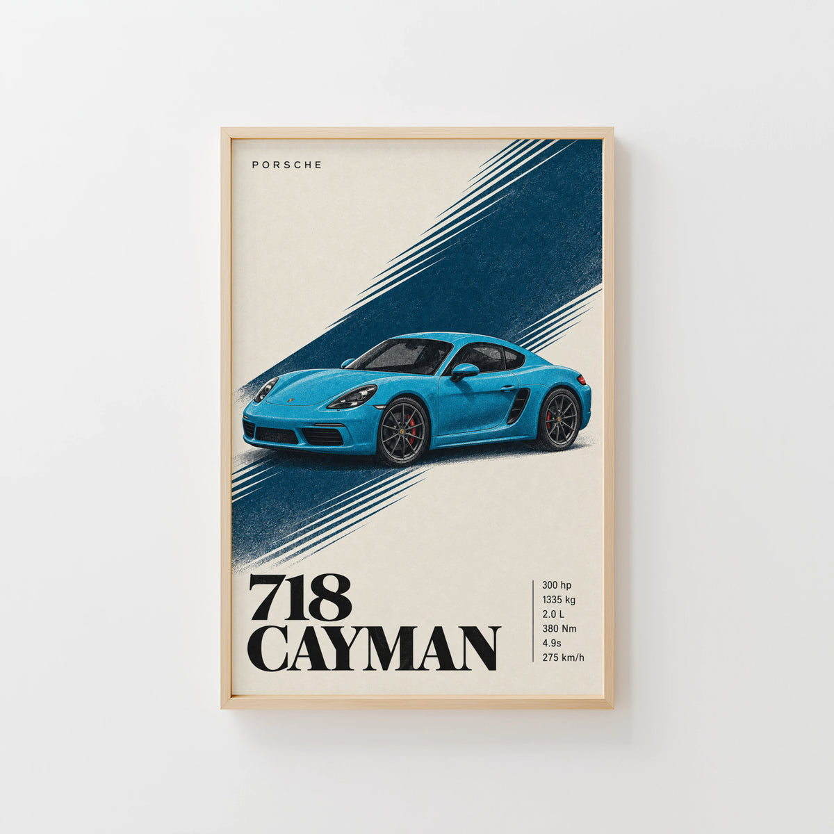 Vintage Porsche 718 Cayman Print, Car Wall Art