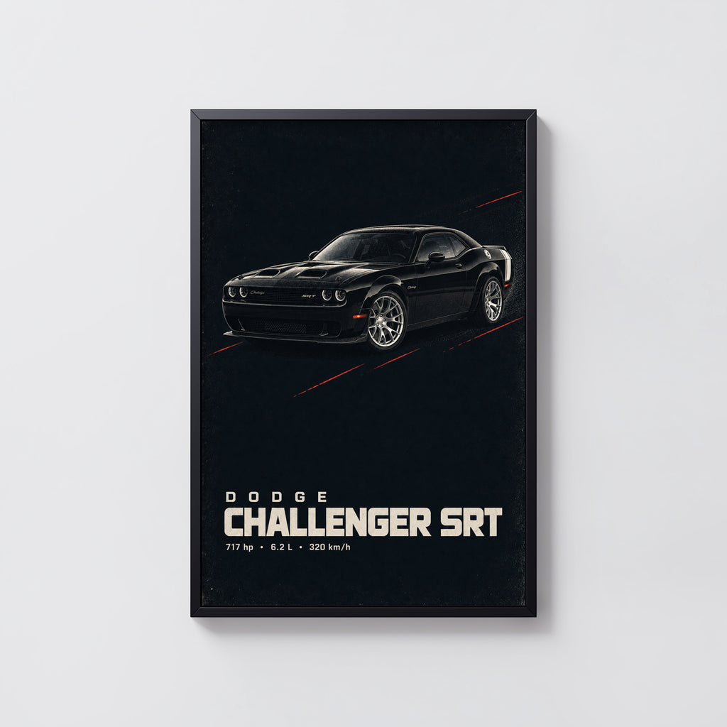 Vintage Dodge Challenger SRT Print, Muscle Car Art