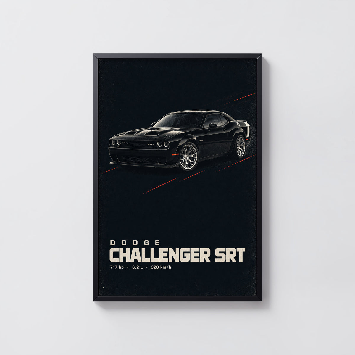 Vintage Dodge Challenger SRT Print, Muscle Car Art