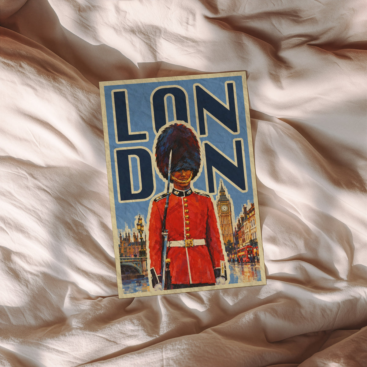 Vintage London Poster, Royal Guard Wall Art, Big Ben Print