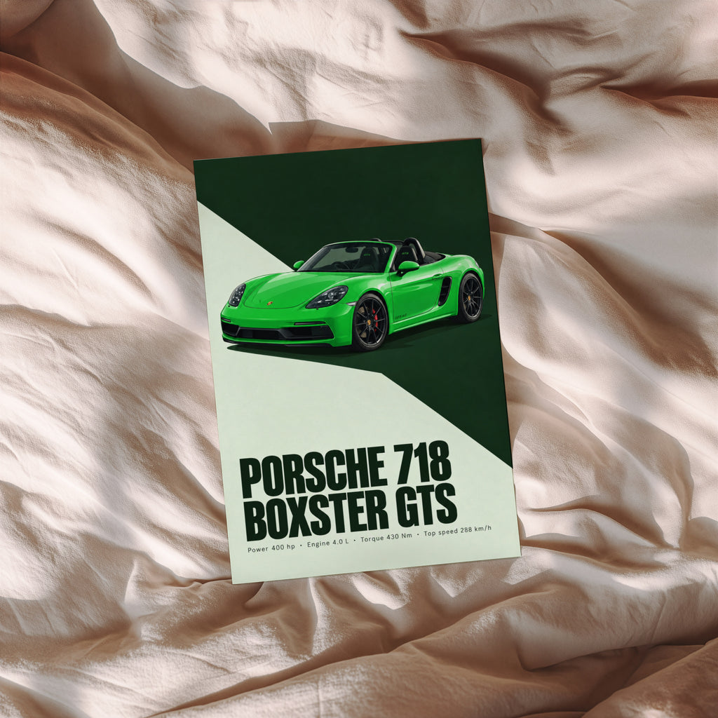 Vintage Porsche 718 Boxster GTS Print, Car Wall Art