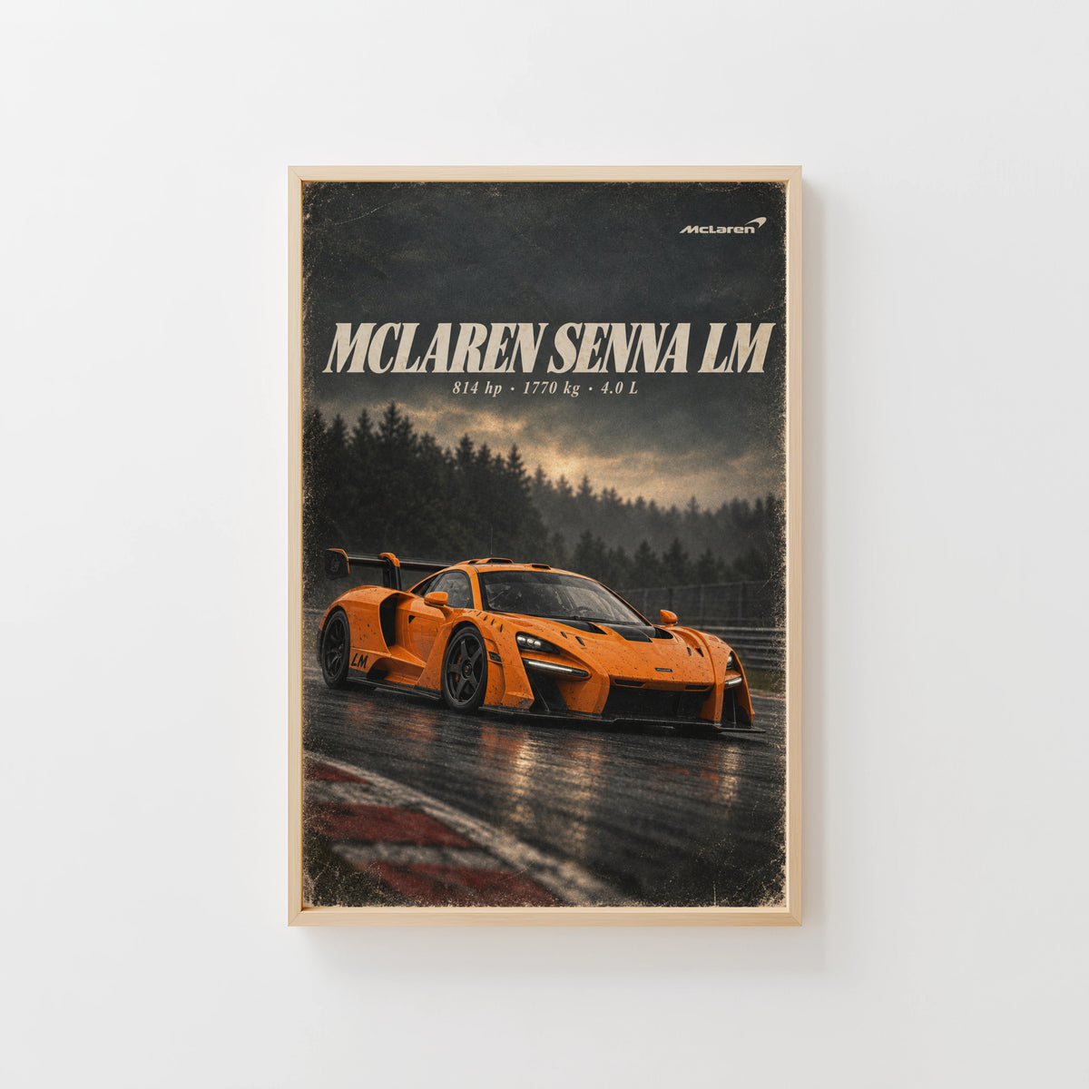 Vintage McLaren Senna LM Print, Supercar Art