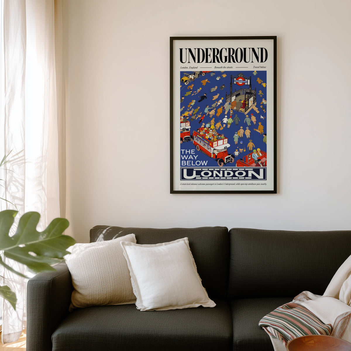Vintage London Underground Poster, Retro Travel Wall Art