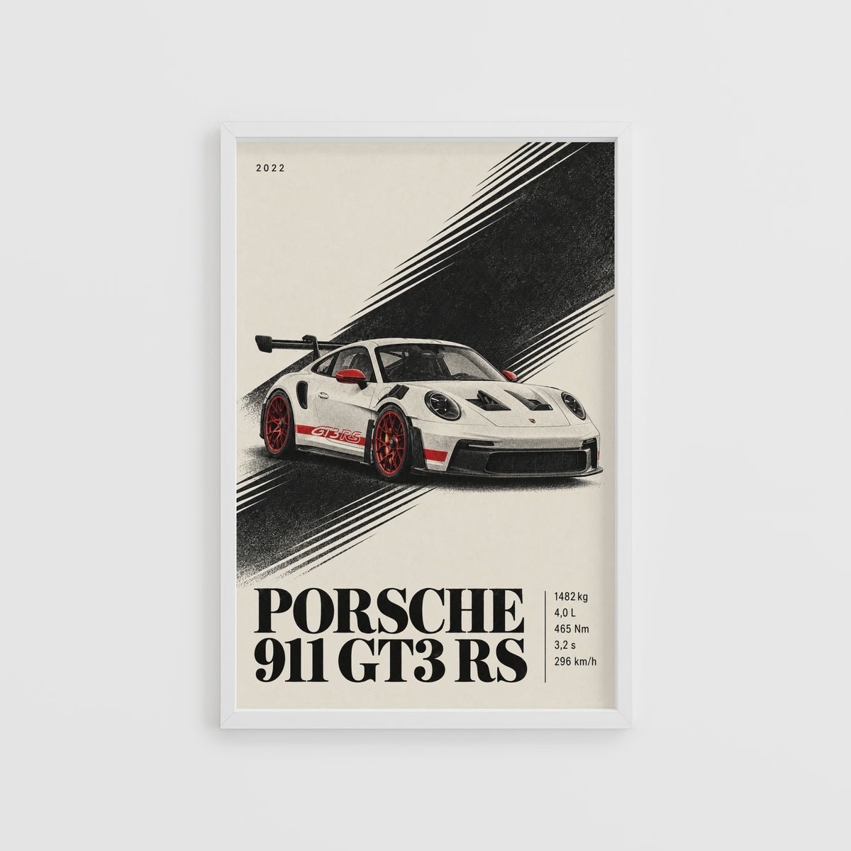 Vintage Porsche 911 GT3 RS Print, Car Poster