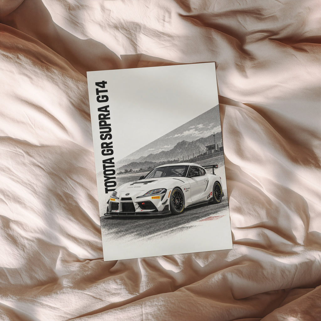 Vintage Toyota Supra Print, Racing Car Wall Art