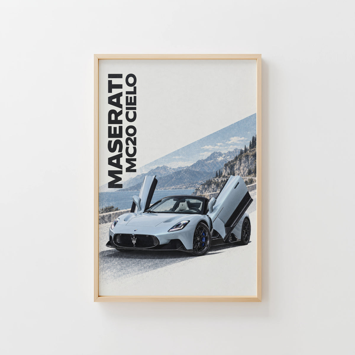 Vintage Maserati MC20 Cielo Print, Car Wall Art