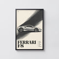 Vintage Ferrari F8 Print, Supercar Wall Art