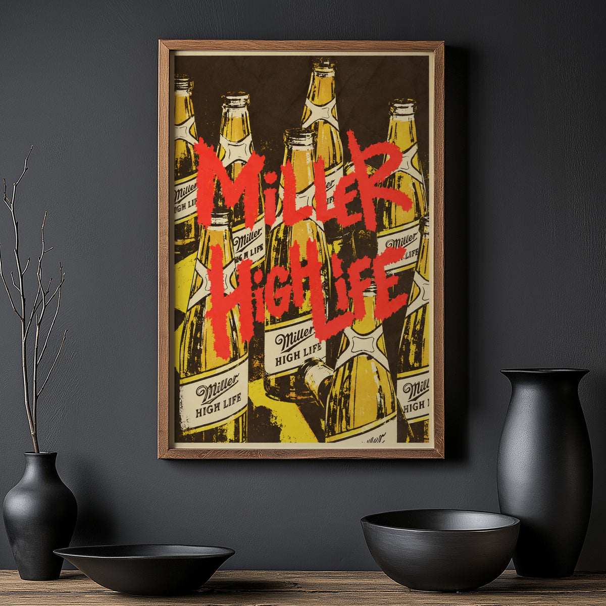 Vintage Miller High Life Beer Print Poster, Bar Wall Art
