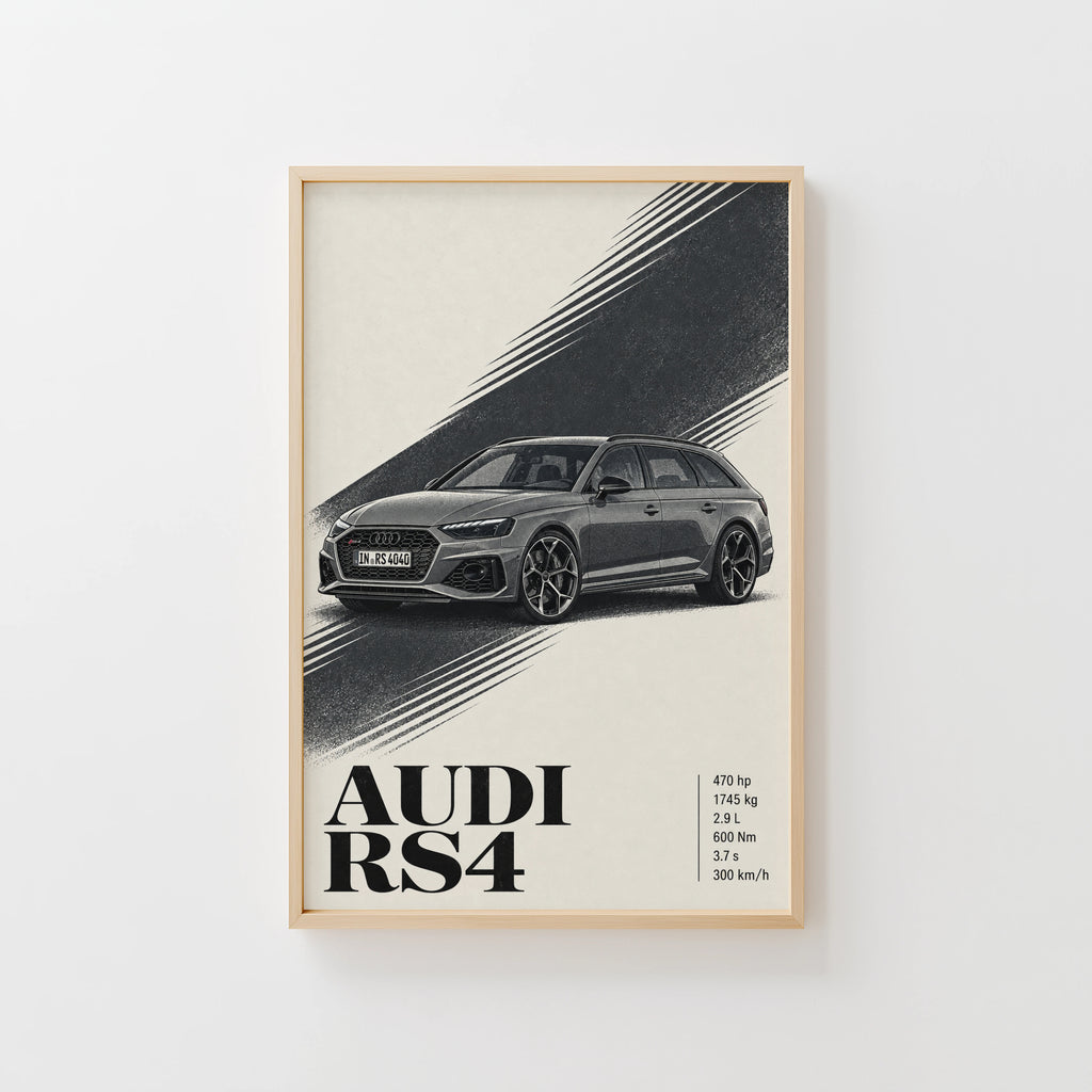 Vintage Audi RS4 Avant Print, Car Wall Art