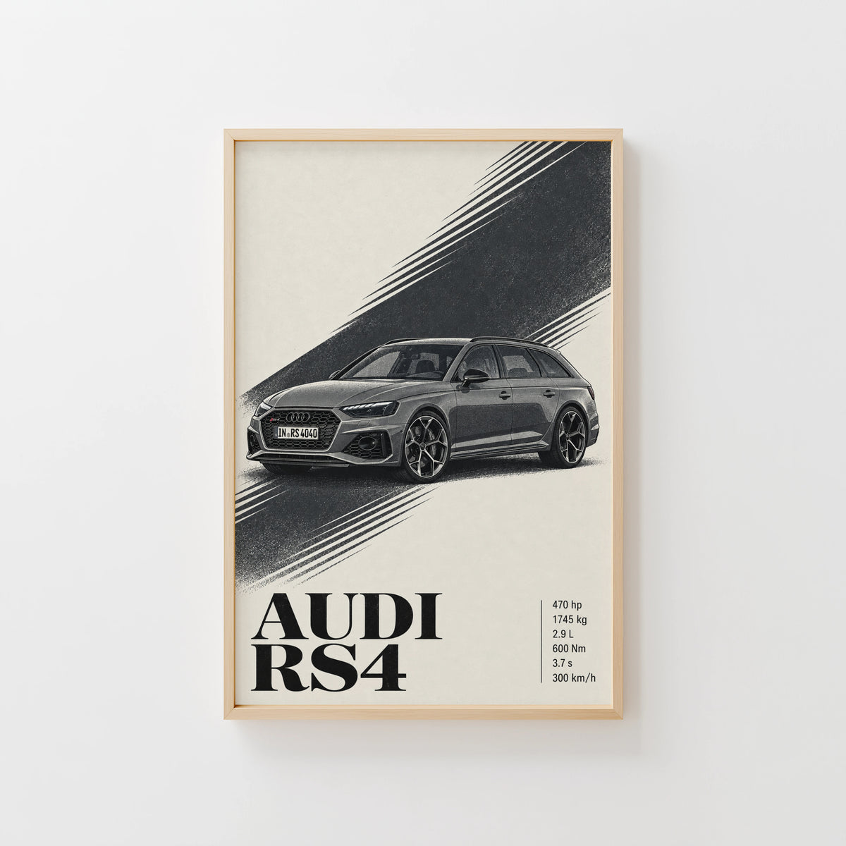 Vintage Audi RS4 Avant Print, Car Wall Art