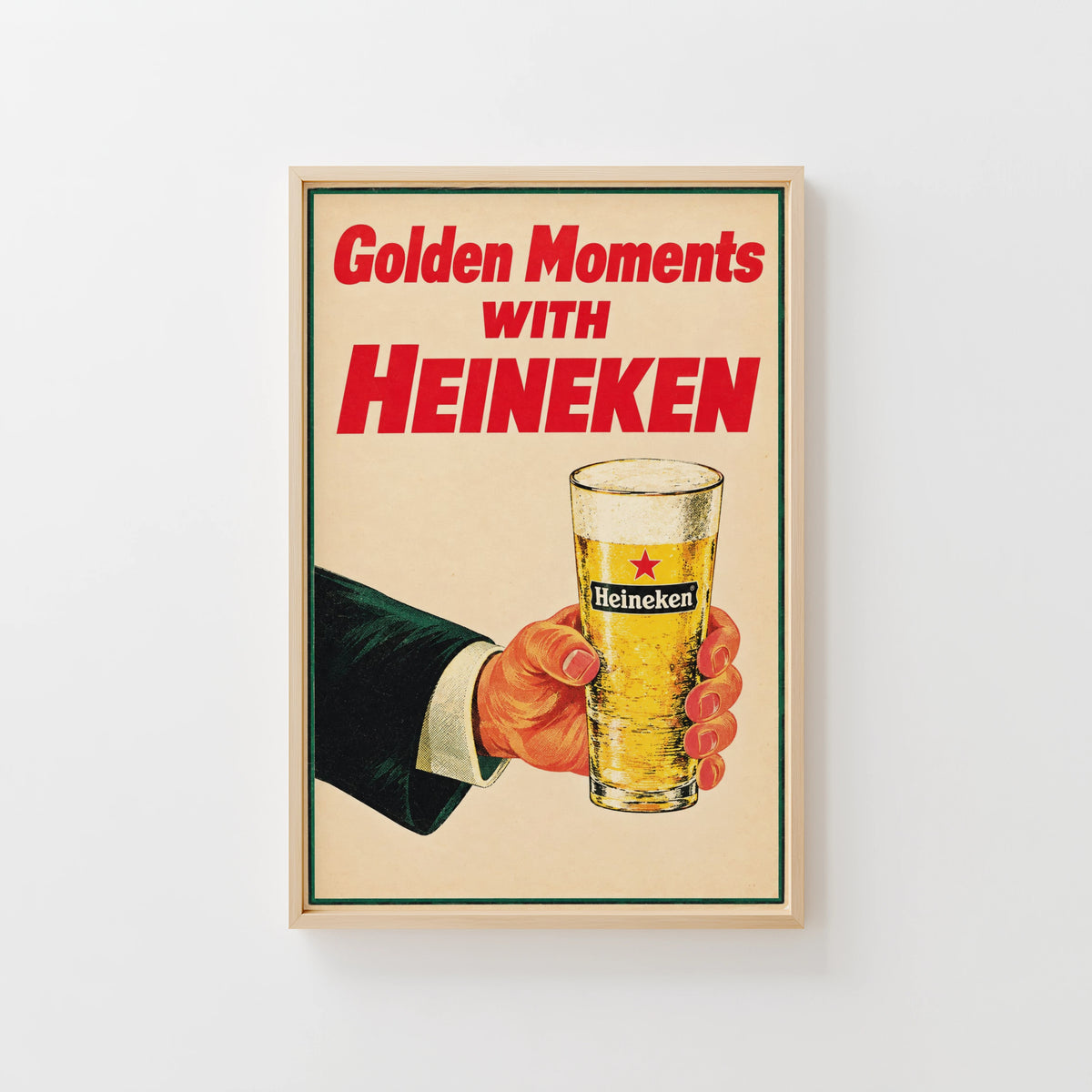 Vintage Heineken Beer Print, Poster, Pub Wall Art