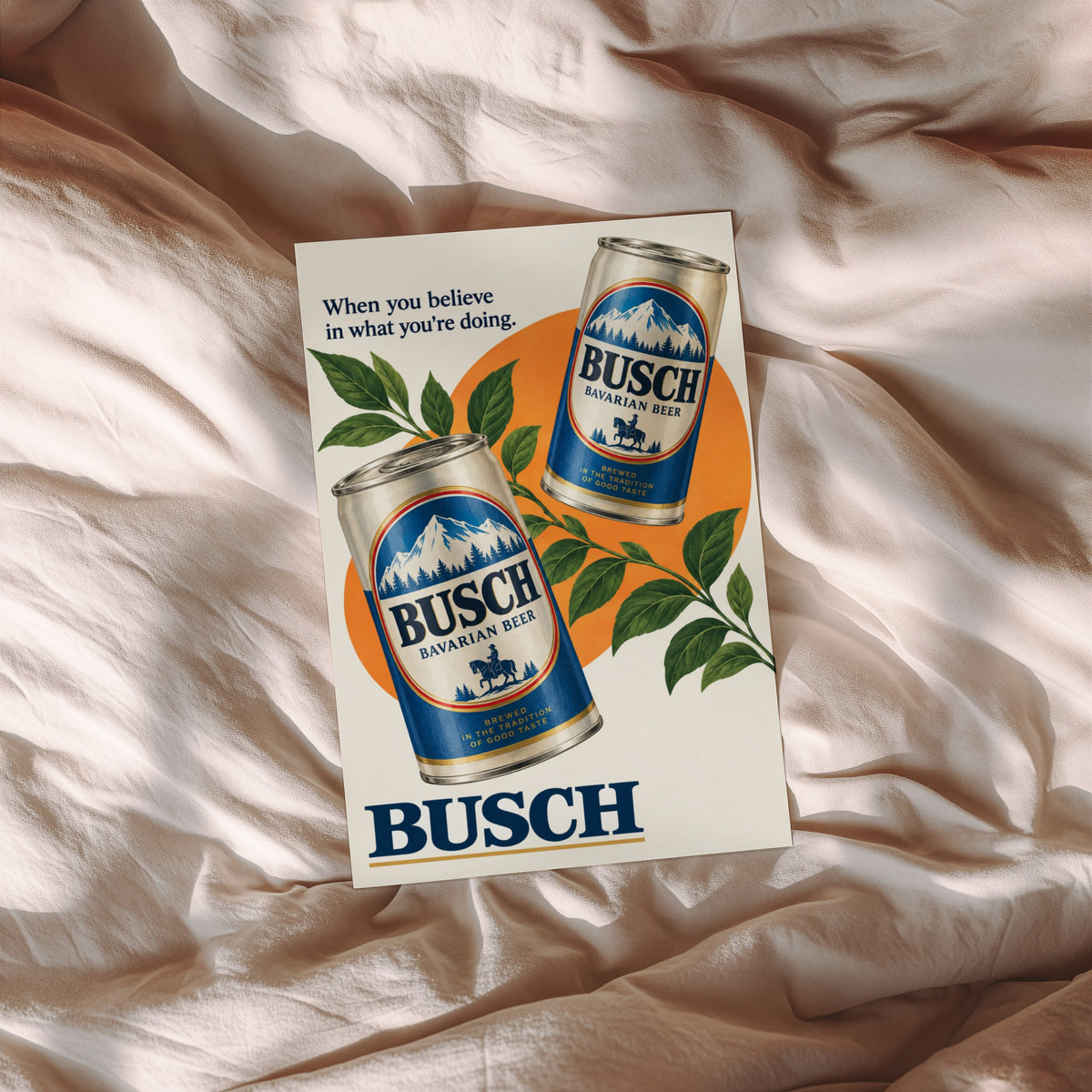 Vintage Busch Beer Print, Bar Poster, Retro Cans Decor