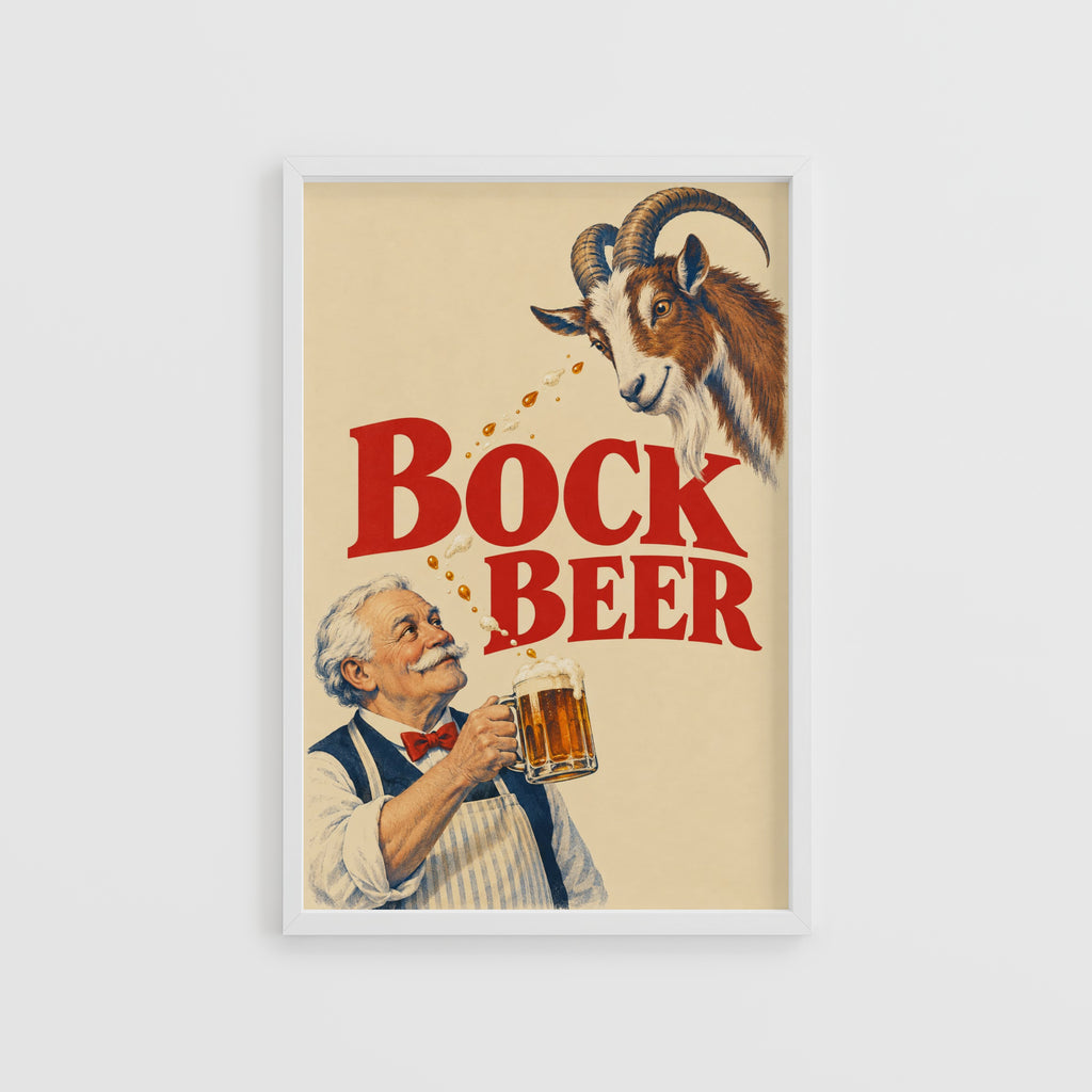 Vintage Bock Beer Print, Goat Poster, Pub Wall Art