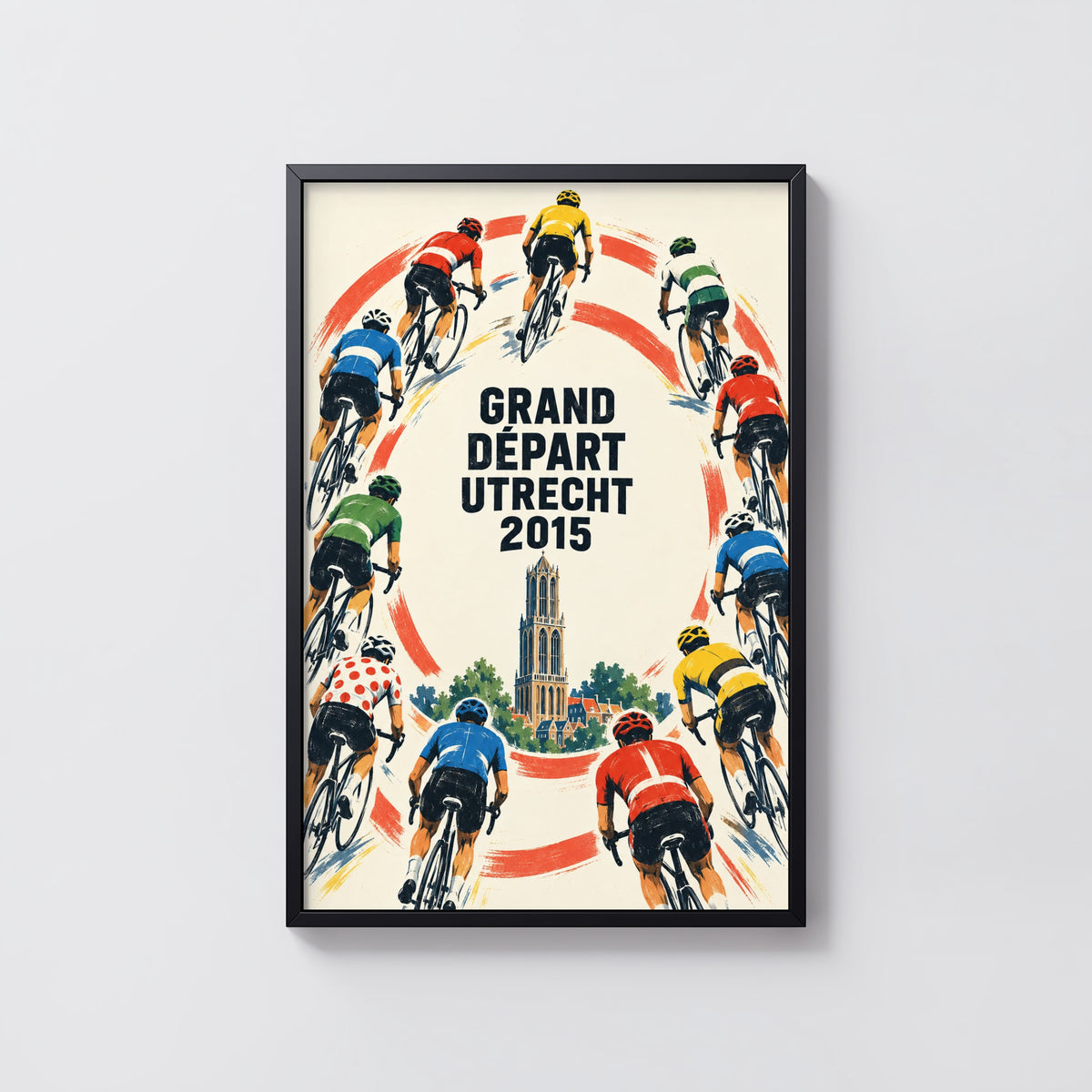 Vintage Utrecht Cycling Poster, Dom Tower Wall Art Print