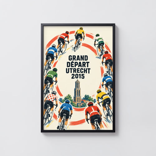 Vintage Utrecht Cycling Poster, Dom Tower Wall Art Print