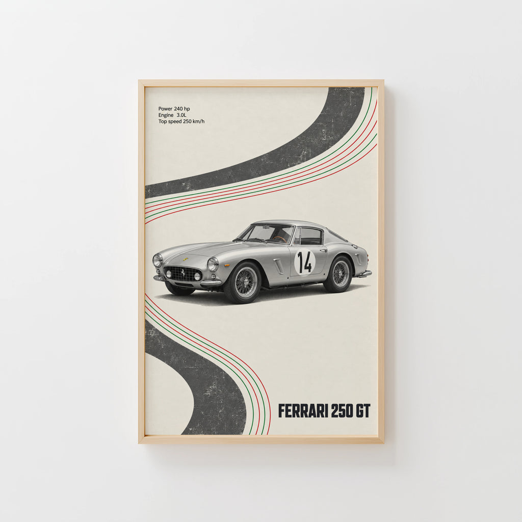 Vintage Ferrari 250 GT Print, Car Wall Art