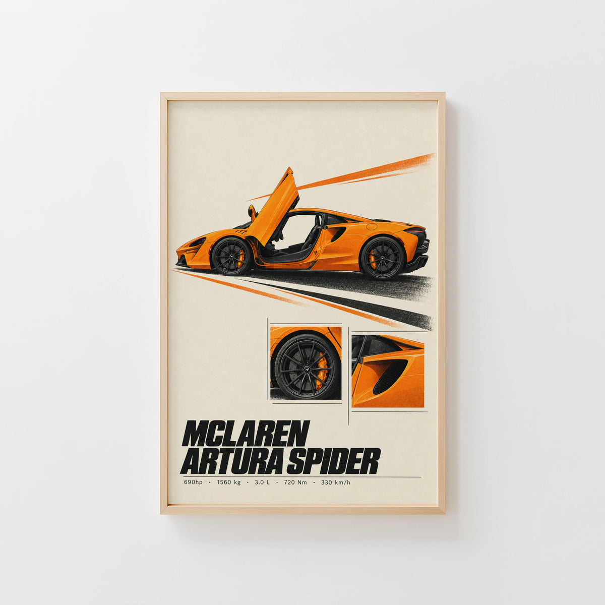 Vintage McLaren Artura Spider Print, Car Wall Art