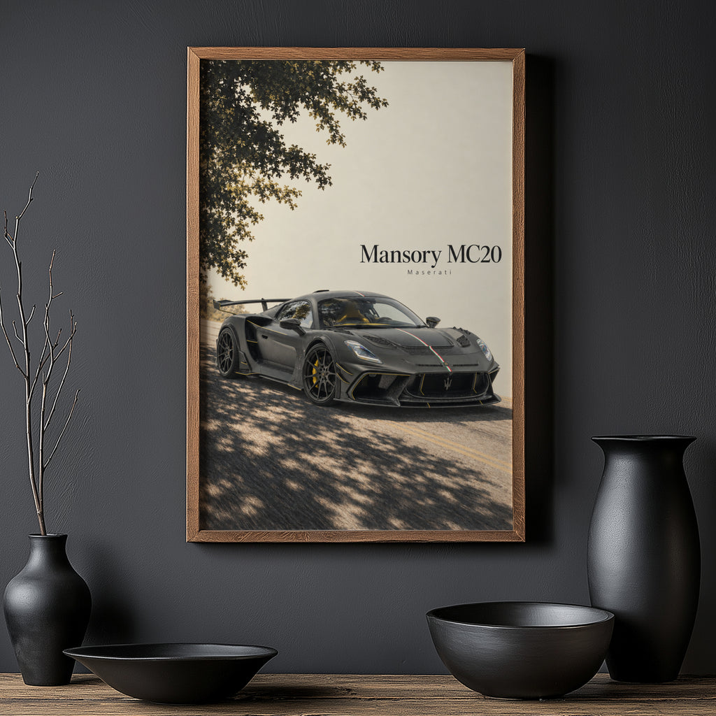 Vintage Maserati MC20 Print, Supercar Wall Art