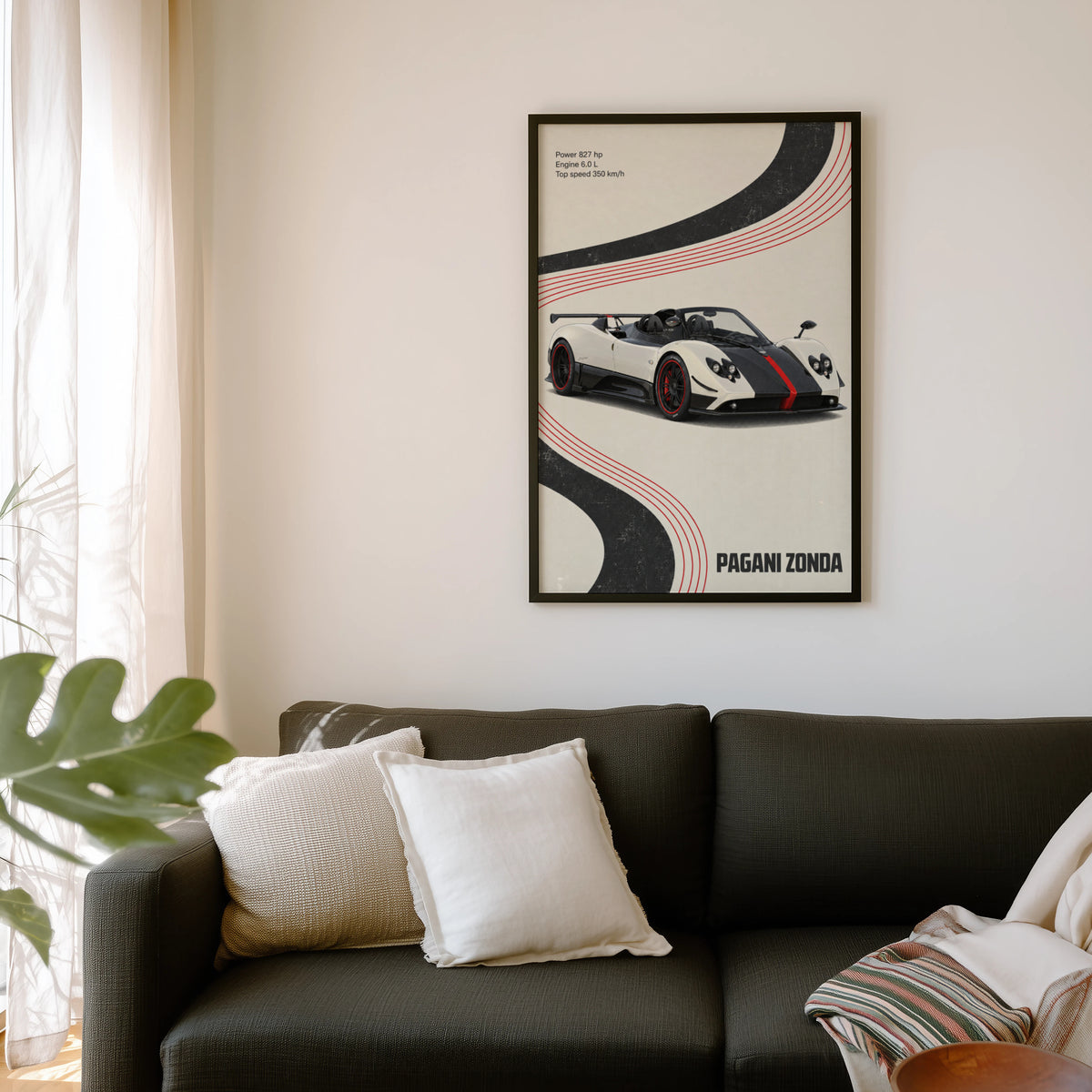 Vintage Pagani Zonda Print, Supercar Wall Art