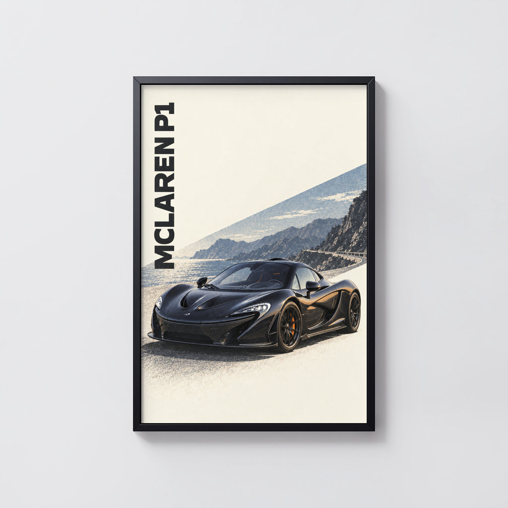 Vintage McLaren P1 Print, Supercar Wall Art