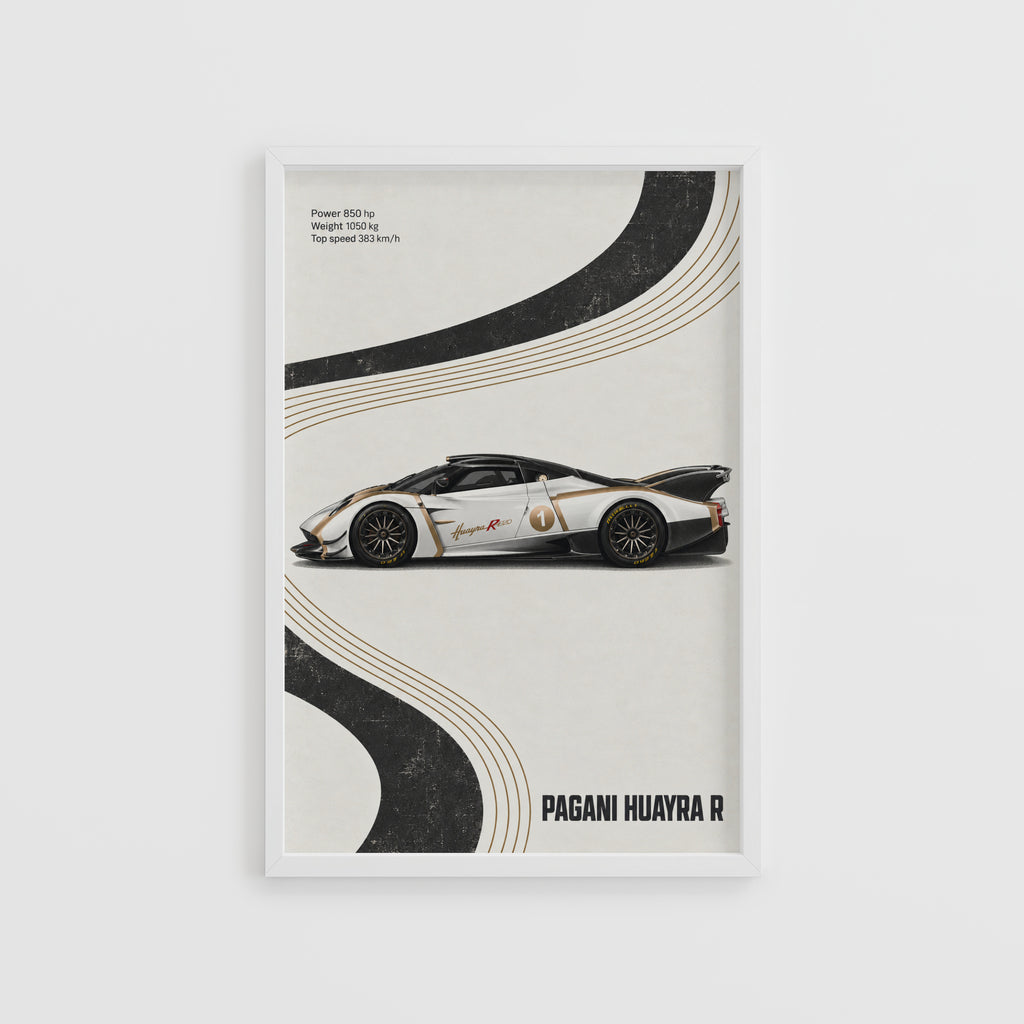 Vintage Pagani Huayra R Print, Supercar Wall Art