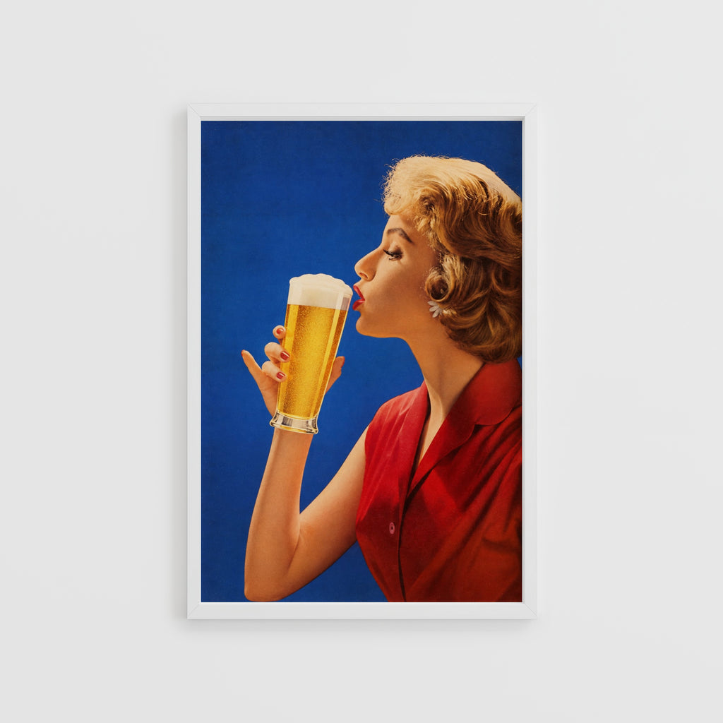 Vintage Beer Print, Retro Poster, Bar Wall Art