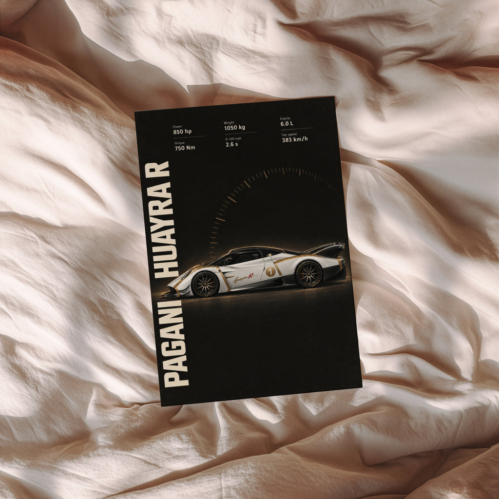 Vintage Pagani Huayra R Print, Supercar Wall Art