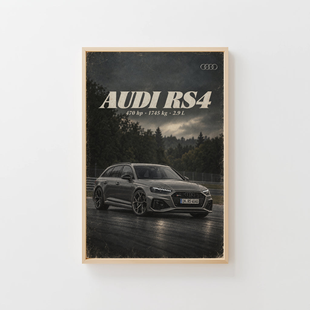 Vintage Audi RS4 Avant Print, Car Wall Art