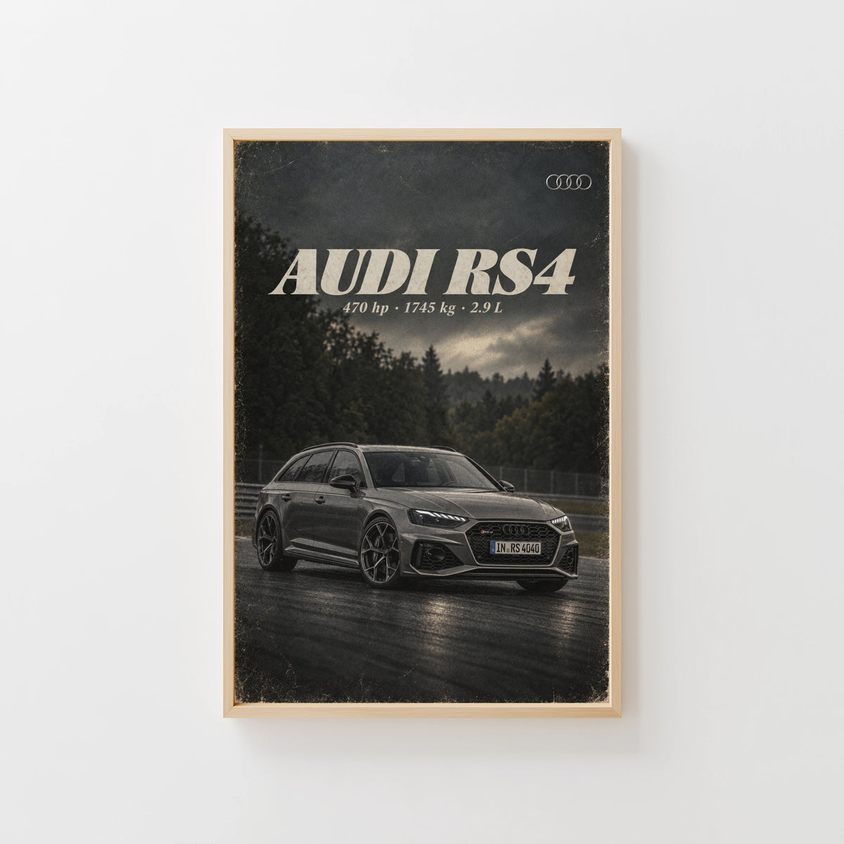 Vintage Audi RS4 Avant Print, Car Wall Art