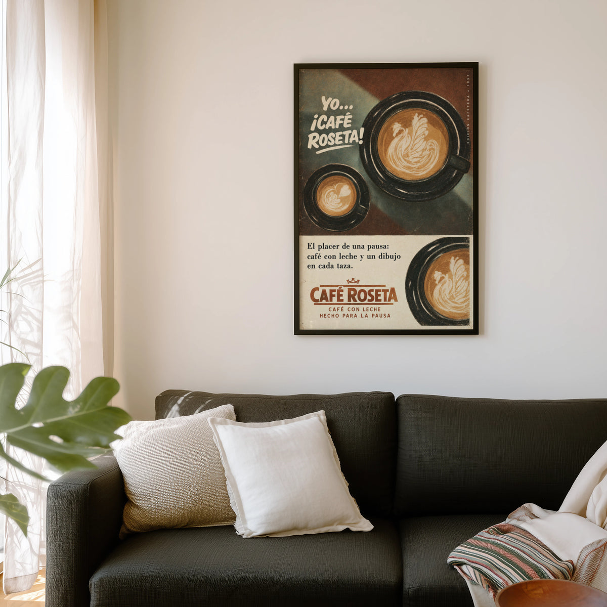 Vintage Coffee Print Poster, Latte Art Kitchen Wall Art