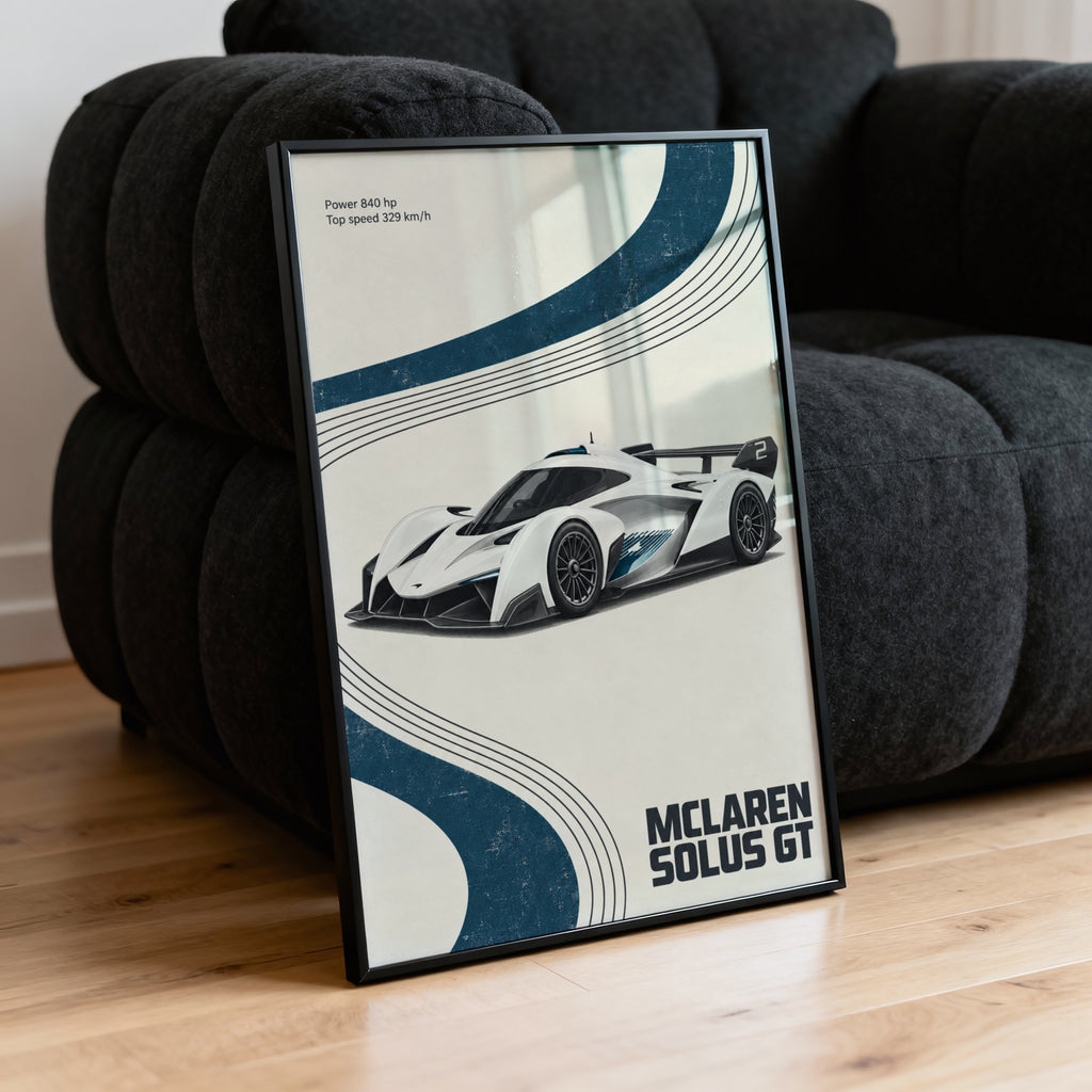 Vintage McLaren Solus GT Print, Car Wall Art