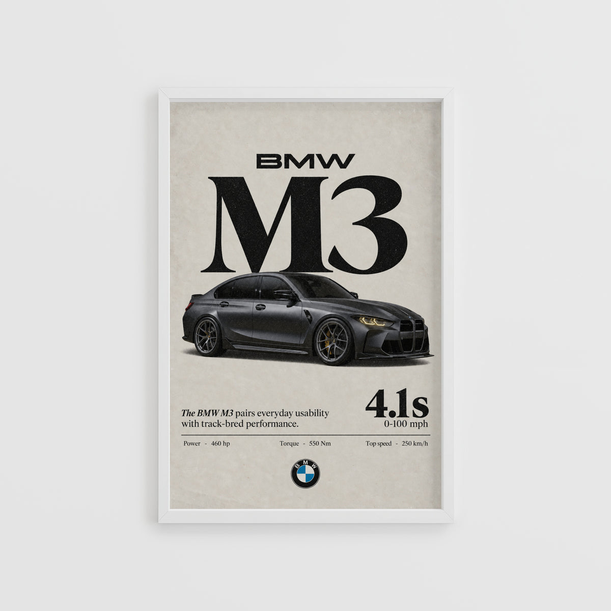 Vintage BMW M3 Print, Car Wall Art, Garage