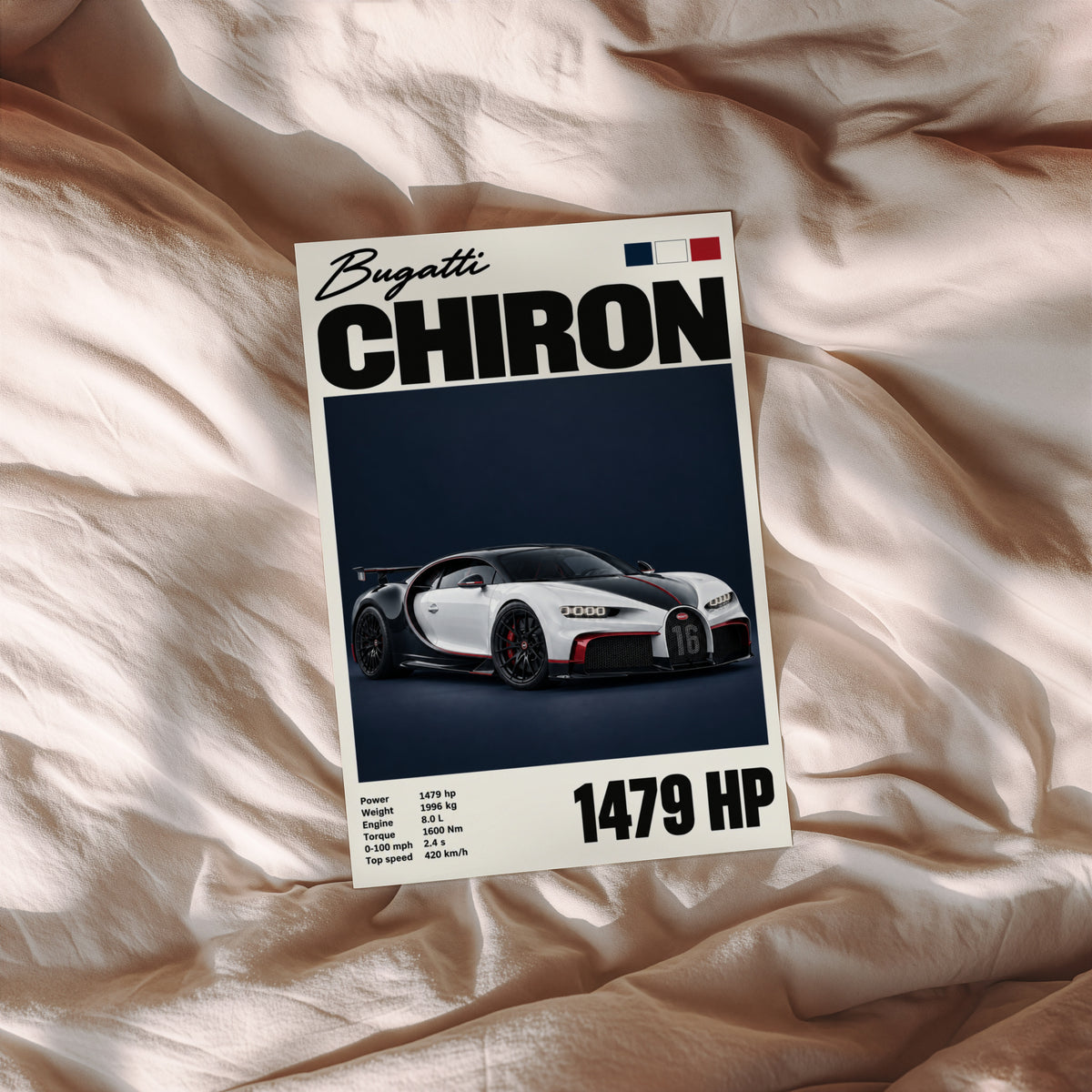 Vintage Bugatti Chiron Print, Supercar Wall Art