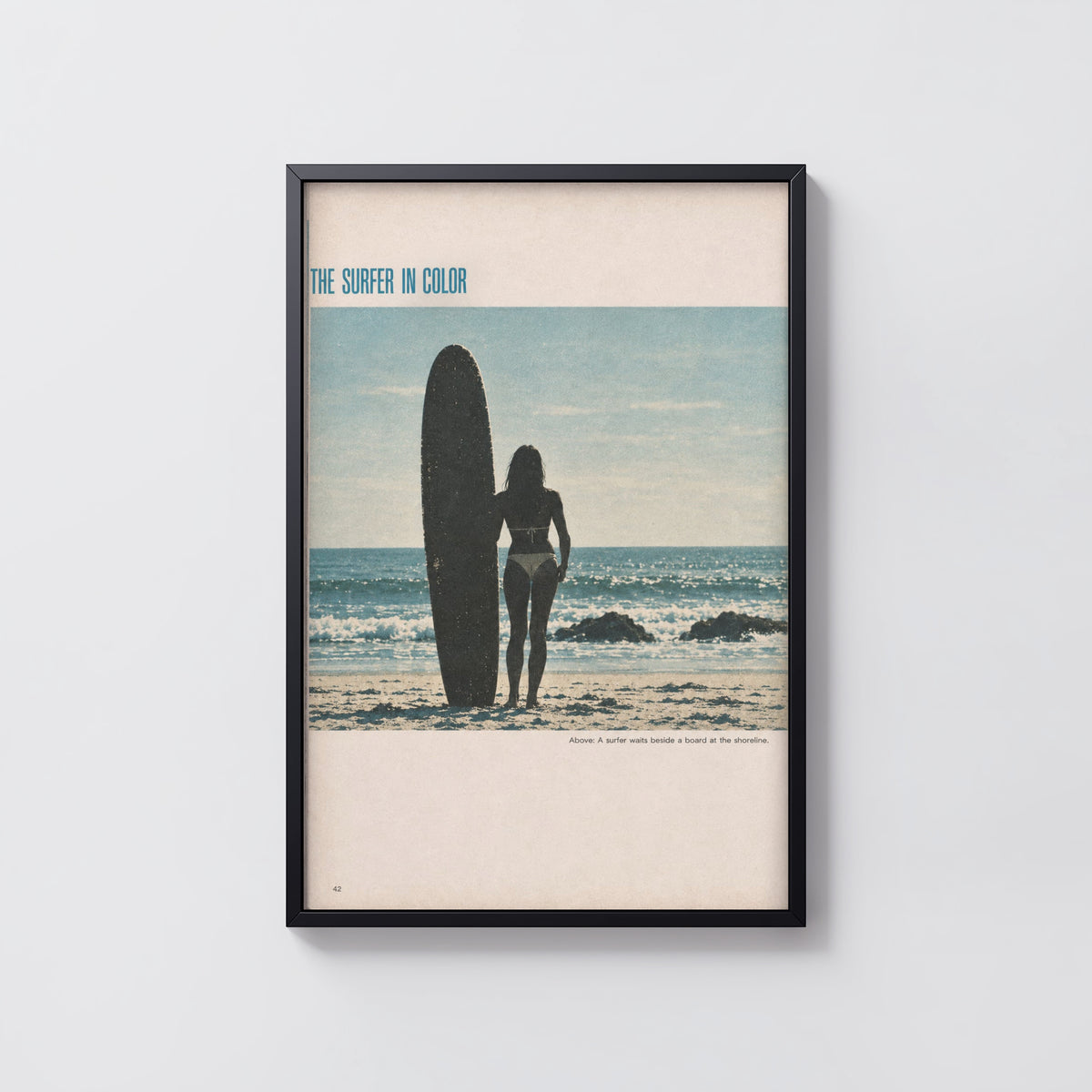 Vintage Surf Print, Surfer in Color Poster, Beach Wall Art