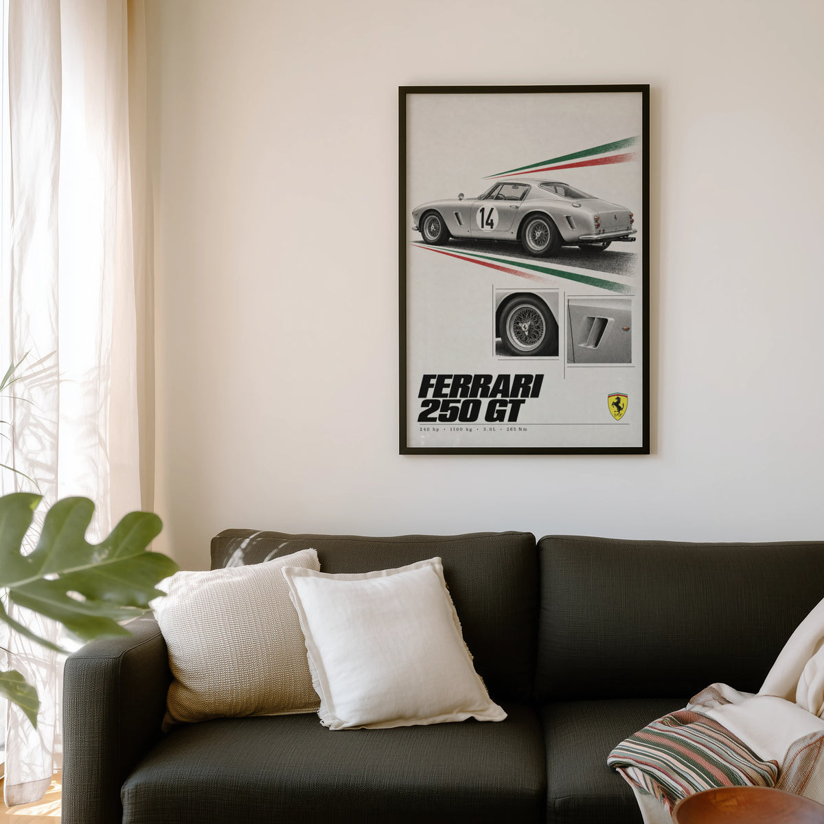 Vintage Ferrari 250 GT Print, Poster, Car Wall Art