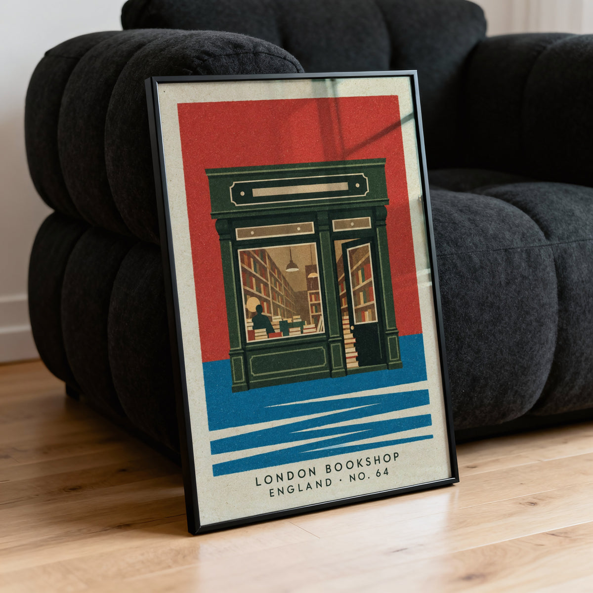 Vintage London Bookshop Poster, Bookstore Wall Art, Print