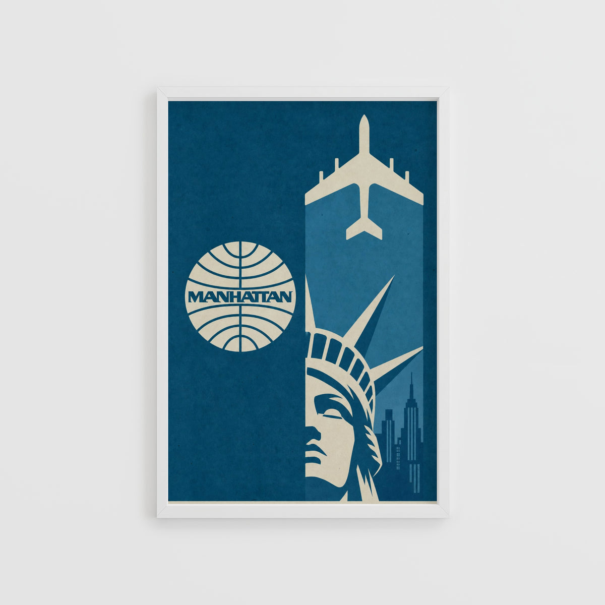 Vintage Manhattan Poster, Airline Wall Art, NYC Print