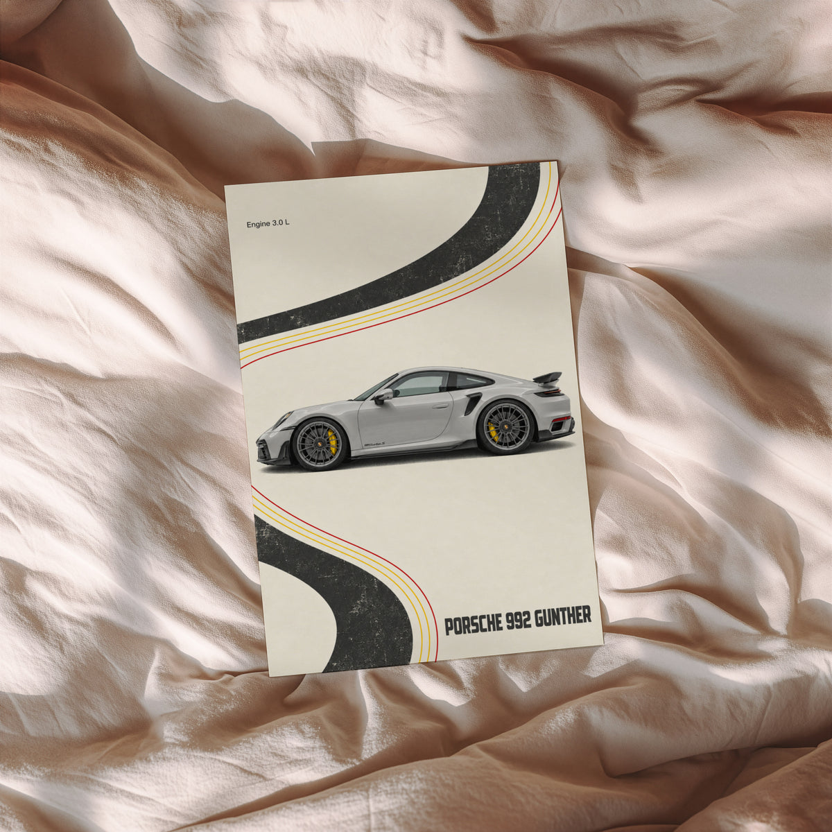 Vintage Porsche 992 Car Print, Retro Wall Art