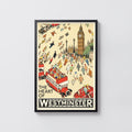 Vintage Westminster Poster, Big Ben London Wall Art Print