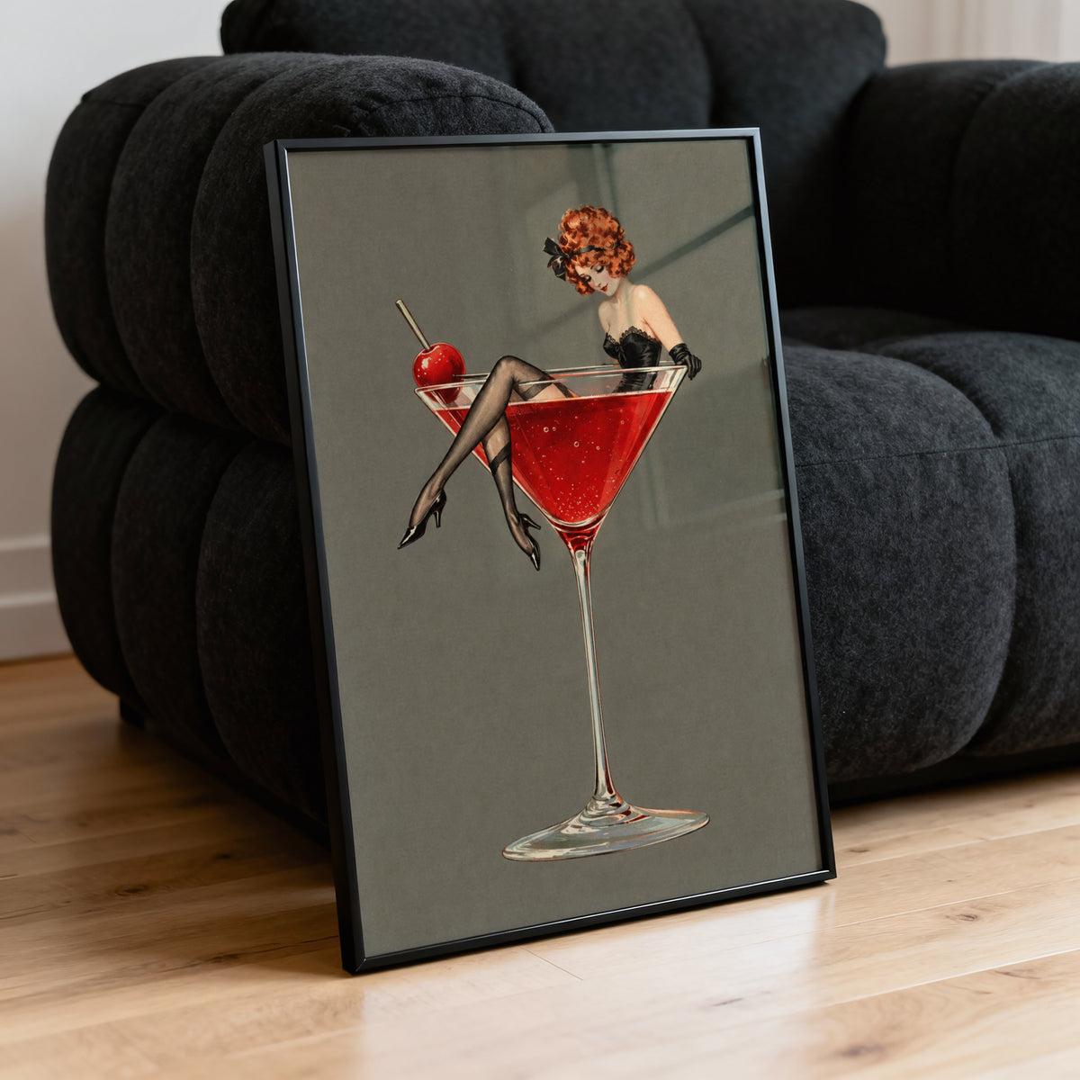 Vintage Cocktail Print Poster, Martini Pin Up Wall Art