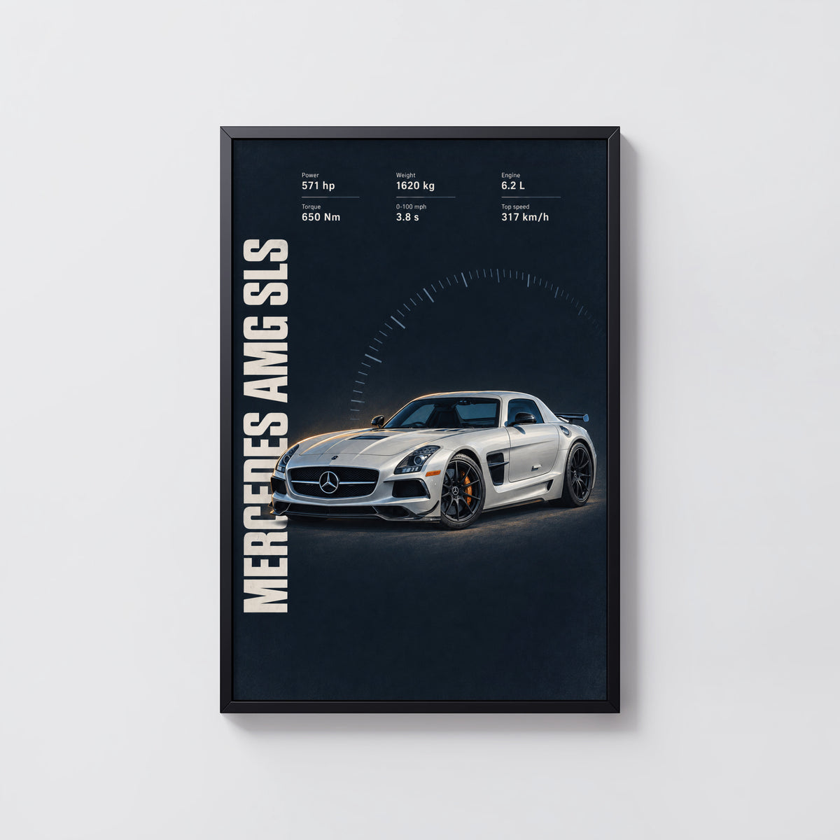 Vintage Mercedes AMG SLS Print, Car Wall Art