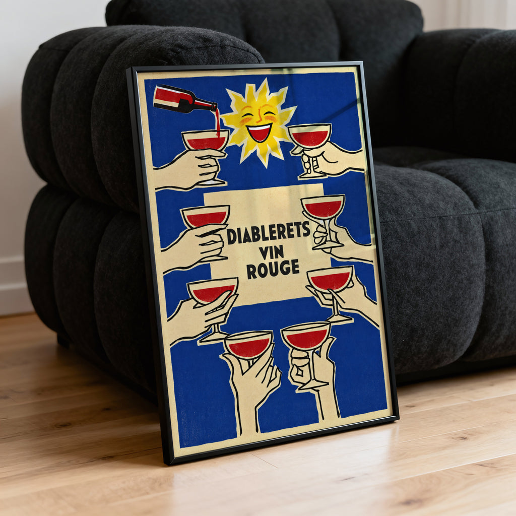 Vintage Diablerets Vin Rouge Print Poster, Wine Wall Art